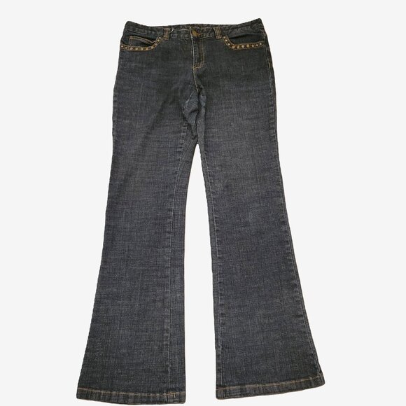 Michael Kors Blue Boot Cut Jeans Women's Size 6 Low Rise Dark Wash - Picture 1 of 12